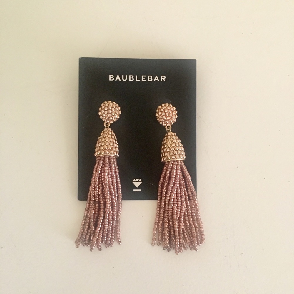 baublebar tassel earrings in rose gold